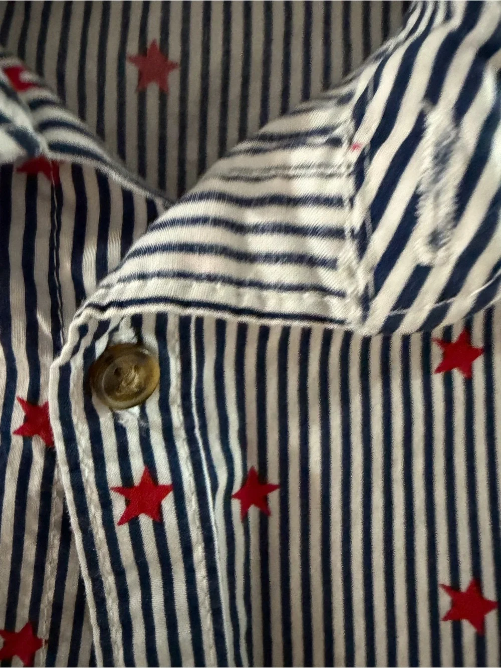 Carter's Navy & White Stripe Button-Down Shirt with Red Stars